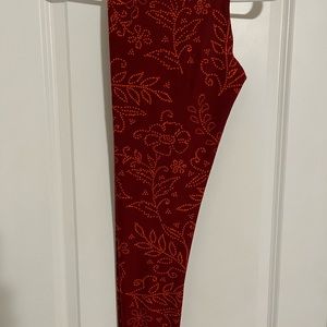 ♥️🧡♥️ LuLaRoe Leggings OS Maroon and Orange